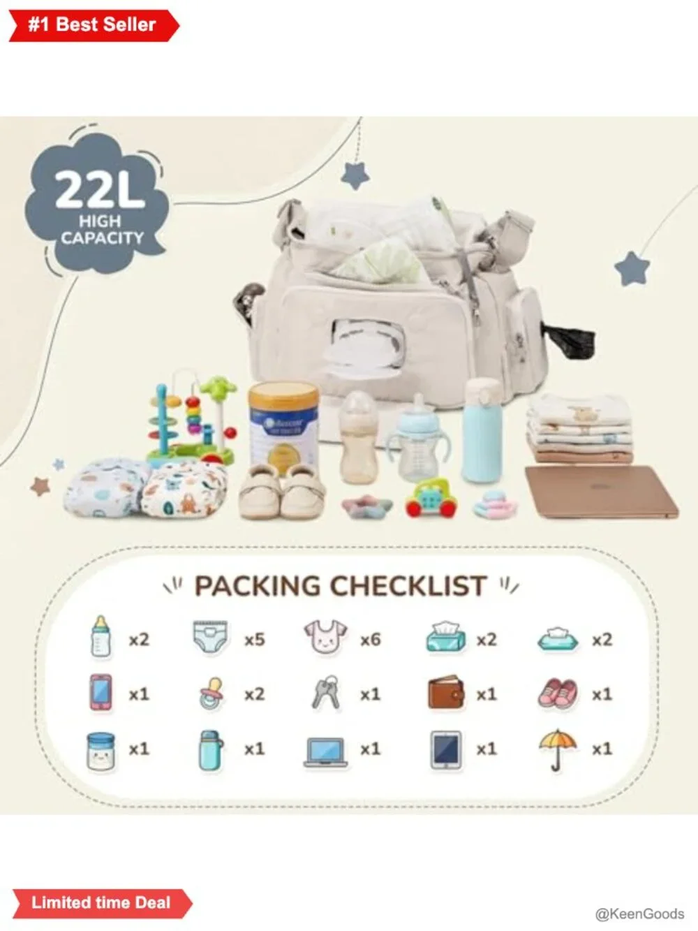 Puffer Diaper Bag Crossbody Nylon Lightweight Mom Bag Wipes Dispenser